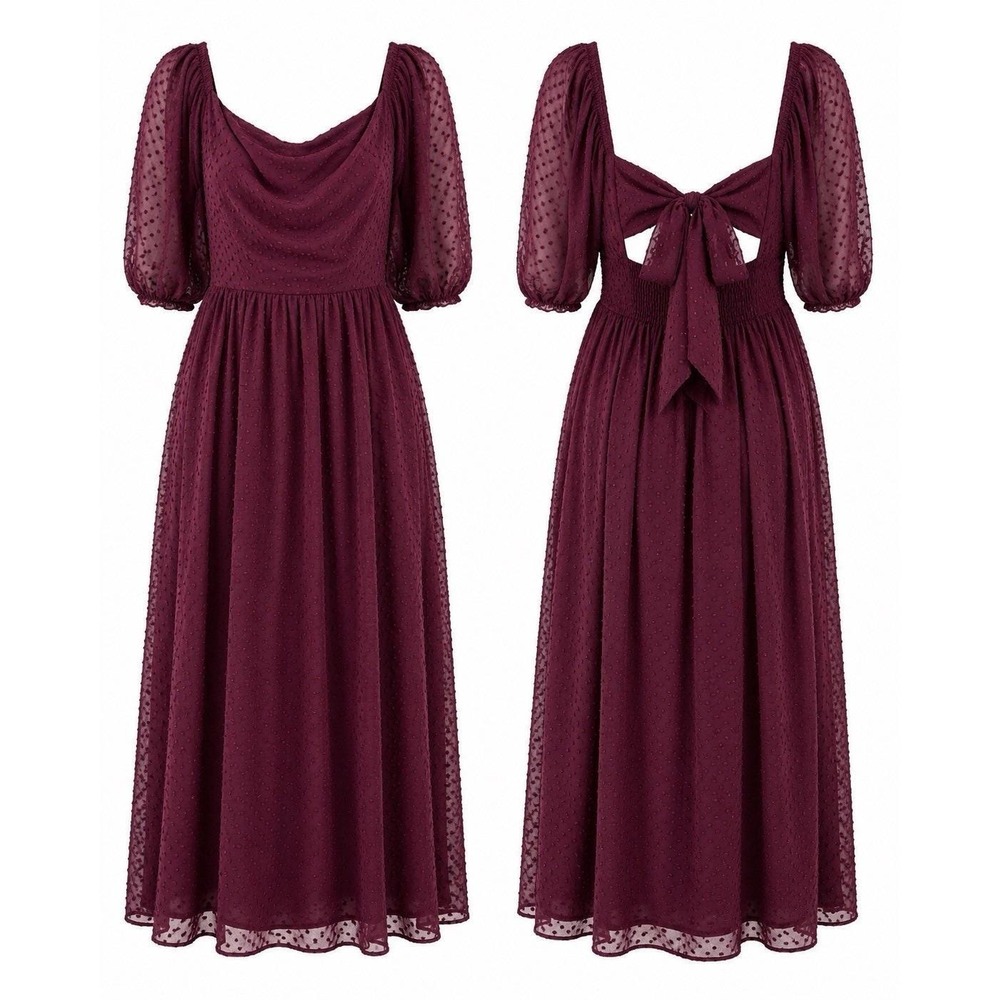 Altar'd State Plum Swiss Dot Midi Dress Medium Cottagecore Boho